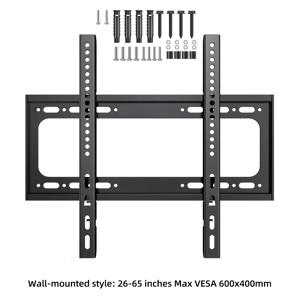 TEMU 26인치에서 65인치까지의 TV용 메탈 벽걸이 브래킷. 슬림 디자인, VESA 400X400mm 호환, 최대 55파운드까지 지지 가능, 전기 공급 불필요로 간편하게 벽에 설치 가능