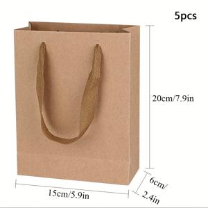 TEMU 크리스마스, 새해, 발렌타인데이 선물 포장에 완벽한 카키색 세로 크라프트 종이 선물 가방 5개 세트