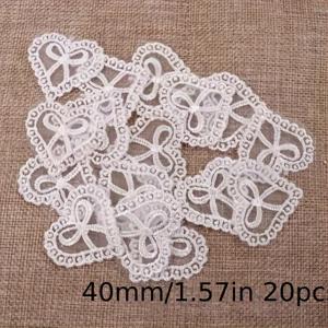 TEMU 20개 화이트 하트 모양 레이스 패치, 40mm - 의류 및 청바지 장식용 DIY 봉제 애플리케