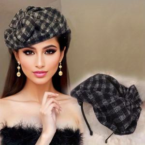 TEMU 빈티지 여성용 하프 캡 헤어밴드, 고품질 천으로 제작되었으며 타란트 리본이 장식되어 파티 및 우아한 행사에 완벽합니다. 훌륭한 생일 선물 및 스타일리시한 헤어 액세서리