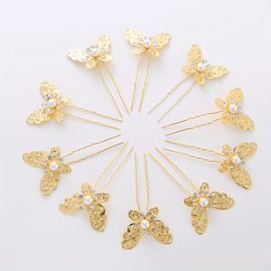 TEMU 진주가 달린 새로운 여성용 나비 주얼리 10개 세트, 신부 헤드피스, 포크 모양 헤어핀, U자형 땋은 머리, 웨딩 헤어핀, 일상용 간단하고 다용도 헤드웨어, 결혼식 및 학교 시즌용 기본 헤드웨어, 미트볼 헤어밴드 세트