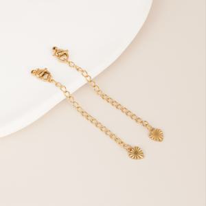 TEMU 18K 금도금 스테인리스 스틸 하트 태그 테일 체인 2개, 티타늄 스틸 컬러 유지 로브스터 클랩, 수제 주얼리 제작 확장 체인