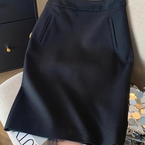 TEMU 새로운 패션 솔리드 컬러 스커트, 포켓 디자인 힙핏 스커트 우아한 출근룩 펜슬 스커트 - 장식 벨트 없음 Yt