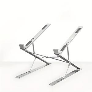 TEMU 노트북용 알루미늄 합금 이중층 조절 가능한 스탠드, 휴대용, 다중 위치, 안정적, 높은 용량, 인간 중심 디자인으로 더 나은 시청 및 냉각을 위한 노트북 스탠드 | 현대식 책상 설정 | 내구성 있는 건축 품질, 노트북 스탠드|책상