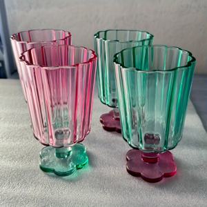 TEMU 2/4개 우아한 꽃 모양 유리컵 - 우유, 주스, 차, 물, 맥주, 칵테일, 아이스크림에 적합 - 재사용 가능, 가정, 바, 주방용 음료 용품 - 생일 또는 신부 들러리 선물로 완벽