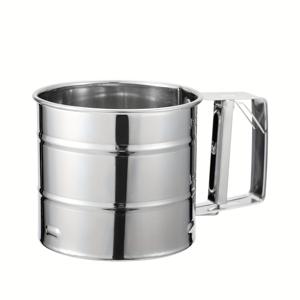 TEMU 1개 스테인리스 스틸 핸드헬드 세미 자동 밀가루 체 - 정밀 가루 제거를 위한 에르고노믹 손잡이, 내구성 있는 베이킹 도구, 조리 및 주방용, 광택 마감