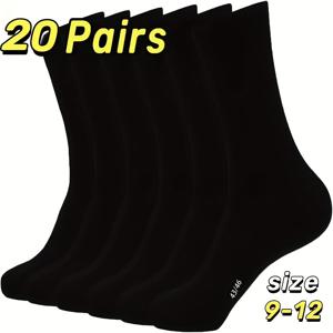 TEMU 남성용 클래식 루즈 비즈니스 양말 20켤레, 통기성 좋고 편안한 드레스 양말, 사이즈 43-46, US 사이즈 9-11, 모든 계절에 작업 회의 및 야외 레저 활동에 적합