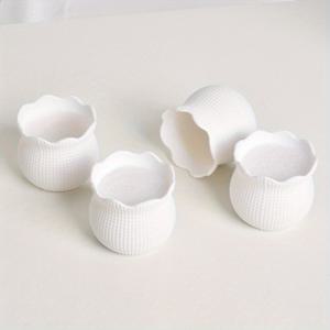 TEMU 세라믹 스타일의 미니어처 화분 4개 세트 - 인공 다육 식물 및 실내 장식을 위한 소형 화분