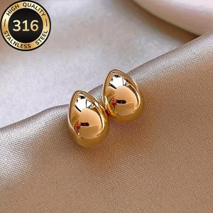 TEMU 알레르기 방지 고품질 스테인리스 스틸 골드 스터드 귀걸이, 변색 방지, 편안하고 다용도, 심플하고 우아한 패션 여성용 귀걸이, 데일리웨어 또는 파티용, 주얼리 액세서리, 여성을 위한 세련된 선물