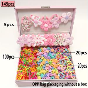 TEMU 145개 꽃 머리끈 & 미니 헤어밴드 세트 - 귀여운 멀티컬러 소형 헤어 고무줄, 땋은 머리, 번, 포니테일용 - 헤어스타일, 웨딩, 파티 액세서리 (145개)