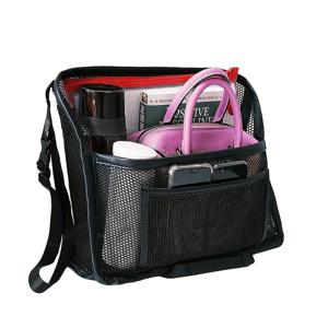 TEMU 대용량 카시트 백 오거나이저 - 핸드백, 가방 및 어린이 물품용 대용량 수납 가방, 내구성 있는 스탠드 포함, 실내용 차량 액세서리, 블랙