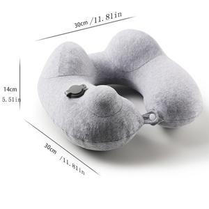 TEMU 인플레이터블 U자형 베개, 탈부착 및 세탁 가능, 여행용 베개, 누르면 바로 부풀림, 휴대용, 여행용, 목 보호, 야외 사용, 차량, 비행기용