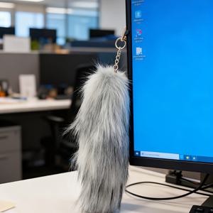 TEMU 1개 리얼리스틱 액세서리 - 블랙 팁이 있는 부드러운 모조 , 코스튬, 차량 미러 & 가방 장식용 - 여성, 소녀, 의상 (그레이/화이트/브라운)