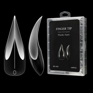 TEMU 140개 네일 아트 용품 | 네일 디자인, 드래곤 클로 모양 네일, 젤 익스텐션 네일, 특수 모양 네일, 네일 팁, 풀 커버 네일 몰드 포함 | 플라스틱, 투명, 광택