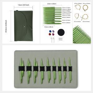 TEMU 9쌍 (18개 바늘용) 녹색 산화 알루미늄 모듈형 크로셰 훅 링 - 교체 가능한 헤드 & 슬리브 루프, 아미구루미, 제작 및 크로셰용 공예 바늘 - 훅 시스템과 호환 가능