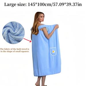 TEMU 부드럽고 흡수성이 뛰어나며 빠르게 마르는 웨어러블 목욕 타월 가운, 꽃무늬 포켓과 스타일리시한 타월 스커트 포함 - 편안한 긴 목욕 가운, 욕실, 수영장, 사우나, 스파, 야외, 캠핑, 여행용 호텔 등 다양한 환경에 적합한 여러 스타일로 제공