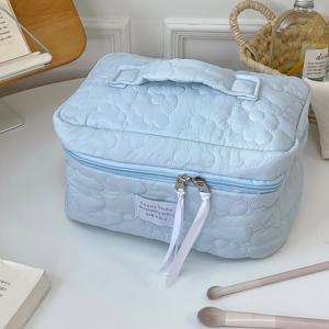 TEMU 1개 대형 단색 퀼팅 화장품 가방 |, 다양한 색상 제공 (블루, 핑크, 옐로우, 그린, 화이트), 립스틱, 브러쉬, , 휴대폰, 동전 및 작은 물품 보관에 적합, 가정, 여행, 크루즈, 휴가 및 학교 사용에 적합|립스틱