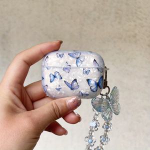 TEMU 쉘 블루 플라워 펜던트 체인, 애플 에어팟 프로 보호 케이스 에어팟3 무선 풀 커버 2세대 헤드폰 케이스에 적합