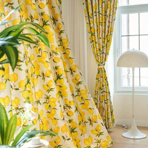TEMU 1개 수제 레몬 나무 프린트 두꺼운 커튼|커튼봉