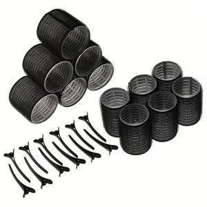 TEMU 헤어 컬링 로드 세트, 대형 및 중형 사이즈 - 6.0cm 직경 + 4.8cm 직경, 24개 (컬링 로드 12개 + 헤어 클립 12개). 뱅 컬러, 피규어-8 에어 컬러, 루트 볼류마이징 클립, 홀로우 롤러, 무흔적 헤어 클립, 탑 스타일링 클립 포함, 높은 크라운과 볼륨감 있는 루트 스타일링