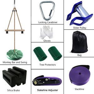 TEMU 52ft 폭 & 두꺼운 야외 지프라인 키트 ( 포함), 330lb 용량, 내구성 좋은 나일론 로프, 안전 하네스, 카라비너 포함, 어린이 및 성인용, 워리어 장애물 코스, 뒤뜰 놀이터 장비, 성인용 지프라인에 적합