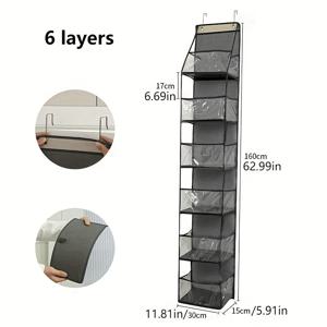 TEMU 1개 대용량 문걸이 정리백 - 내구성 강한 신발 보관함, 문뒤/신발장 호환 가능, 스니커즈용 (그레이) - 공간절약형 문걸이 정리함, 사무실/헬스장용