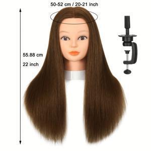 TEMU Opini 100% 진짜 머리카락 매니큐어 헤드, 스타일링, 브레이딩 및 이발 연습용 전문 미용 훈련 인형, 클램프 홀더 포함, 헤어 스타일리스트 용품