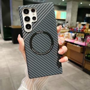 TEMU 폰 케이스: 카본 파이버 텍스처 패턴 자석 초슬림 PC 케이스 갤럭시 S22 울트라 S23 울트라 S24 울트라 매트 매그세이프 링 아머 커버 코크