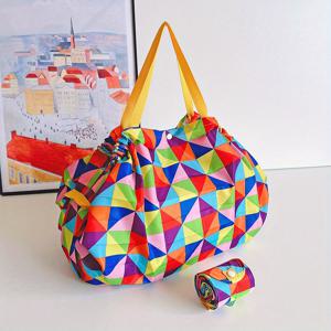 TEMU 스냅 클로저가 있는 고품질 접이식 쇼핑백 - 가벼운, 휴대용 어깨 토트백, 장보기 및 여행용, 튼튼한 폴리에스테르, 손세탁 또는 드라이클리닝 전용