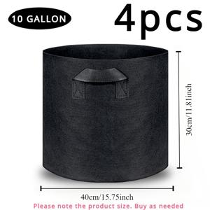 TEMU 4개의 내구성 있는 비짠 필트 그로우 백과 더블 핸들이 달린 클래식 스타일의 실내 및 실외 식물용 컨테이너 - 정원, 과일, 채소, 꽃 및 나무를 위한 바닥 부착형 가든 플랜터와 다양한 구성 요소가 있는 식물용 컨테이너