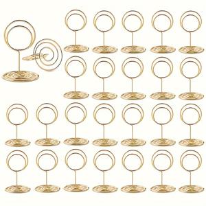 TEMU 26pcs 인사말 카드 홀더 금속 명함 홀더 황금 테이블 번호 홀더 호텔 웨딩 사진 홀더 생일 파티 카드 홀더 데스크탑 장식 쥬얼리