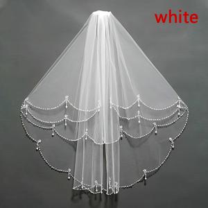 TEMU 비즈 가장자리가 있는 우아한 신부 베일 - 여성용 로맨틱한 짧은 웨딩 헤드피스
