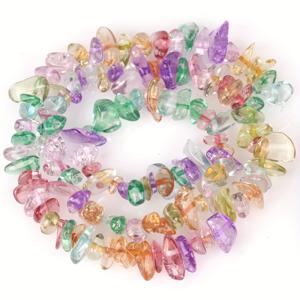 TEMU 3mm-8mm 천연 스프링 컬러 불규칙 자갈 유리 구슬 - 투명 DIY 액세서리 제작용, 팔찌·목걸이·귀걸이 공예 재료, 창의적인 디자인 및 수집가용