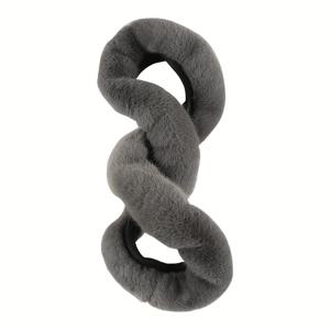 TEMU 고급스러운 크림색 긴털 플러시 스티어링 휠 커버, 맞춤형, 내부 링 없음, 세탁 가능한 고무 - 겨울 차량 편안함을 위한 아늑하고 따뜻한 그립