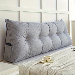 TEMU 1개 대형 삼각형 웨지 베개 - 등받이 & 헤드보드 쿠션, 통기성 린넨 원단, 허리 지지대, 침대, 소파, 독서용 - 다용도 침대 & 소파 쿠션, 포켓 디자인|쇼파|이불|소파