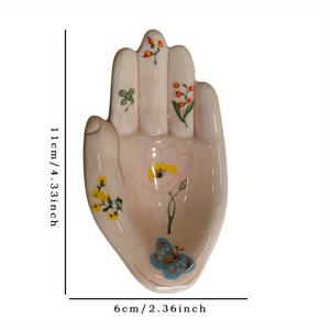 TEMU 빈티지 스타일 핸드페인팅 세라믹 팜 트레이 - 미니 주얼리 디쉬 & 홈 데코 아트 피스
