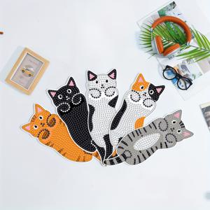 TEMU 리얼리스틱 고양이 & 태비 디자인 DIY 페인팅 북마크 키트 5개 - 귀여운 라운드 아트 북마크, 독서 애호가를 위한 선물 (DIY 공예)