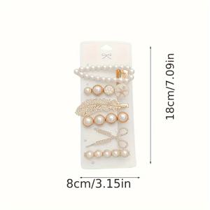 TEMU 6개입/혼합 배치 - 패션 헤어핀, 인조 진주 장식 앞머리 클립, 반짝이는 여성용 일상 선물
