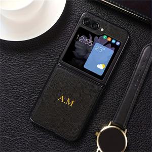 TEMU 휴대폰 케이스: 개인화된 골든 이니셜 맞춤형 합성 가죽 접이식 삼성 갤럭시 ZFlip 6 5 4 3 케이스 보호용 소프트 커버