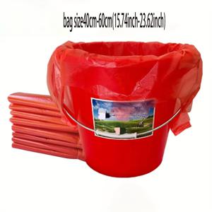 TEMU 10팩 두꺼운 빨간색 휴대용 쓰레기 봉투, 큰 페인트 통 쓰레기 봉투, 가정, 주방, 거실, 침실, 욕실용 다용도 플라스틱 라이너 - 내구성 있고 일회용입니다.