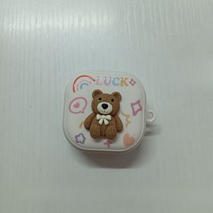 TEMU Galaxy Buds Live/Pro/2 이어폰 케이스와 호환되는 귀여운 리본 베어 /FE 이어폰 보호 커버