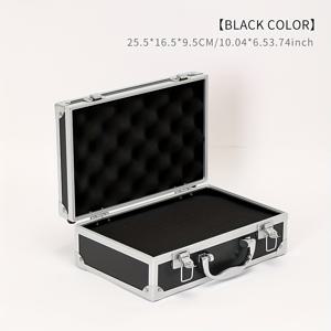 TEMU 알루미늄 합금 수납 상자 1개 - 내구성 있는 휴대용 공구함, 스펀지 포함, 안전 보호 공구, 악기, 보석류, 문서 보관용