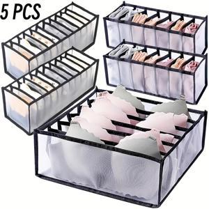 TEMU 다용도 접이식 서랍 정리함 5개 세트 - 내구성 강한 서랍 시스템, 다양한 사이즈 수납공간 (속옷, 양말, 넥타이, 란제리) - 서랍 및 옷장 공간 절약형
