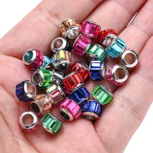 TEMU 팔찌, 목걸이, 귀걸이, 주얼리 공예 및 파티 장식을 위한 7*9mm 유리 대형 구멍 비즈 20개입