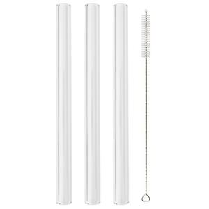 TEMU 고강도 보로실리케이트 유리 빨대 3개 세트, 200*14mm 투명 유리 빨대 + 청소용 브러쉬 1개 포함, 재사용 가능한 음료용 빨대, 버블티, 밀크쉐이크, 주스, 칵테일, 주방 파티 바 음료 액세서리용