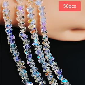 TEMU 8mm 수제 유리 씨앗 비즈와 면처리된 삼각형 비즈 - 목걸이 팔찌 제작용 DIY 보석 재료, 반짝이는 보석 같은 구슬 모음