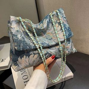 TEMU 여성용 한국 스타일 봄 신상 빈티지 핸드백, 트렌디한 유화 패션, 스타일리시 숄더 크로스바디 토트백