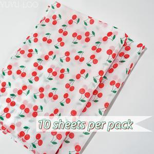 TEMU 10장/35장 체리와 눈 배 종이, 14*20 인치 선물 포장지, 파티, 생일, 웨딩 장식에 적합한 아트지, 포장지, 냅킨, 꽃다발 용품, 선물 포장지, 꽃 포장지.