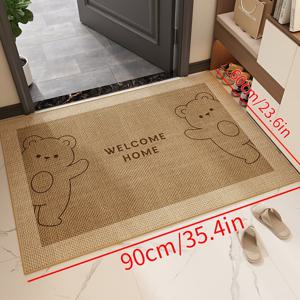 TEMU 겨울 선 옐로우 바닥 TPR - 타임 스레드 - 코지 베어 / 집입문 매트 [1개 겨울 선 브랜드 이지 라인 만화 스타일 입구 매트, 흡수성 및 미끄럼 방지 도어 매트, 부드럽고 편안한 주방 매트, 입구에 적합]