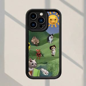 TEMU 폰 케이스: 창의적인 고양이와 강아지 패턴, 패셔너블하고 인기 있는 충격 방지, 지문 방지, 풀 커버리지 두꺼운 보호 소프트 폰 케이스, 아이폰 7/8/11/12/13/14/15/16/16Pro/Plus/16Promax/X/Xs Max/Xr/12/13 호환